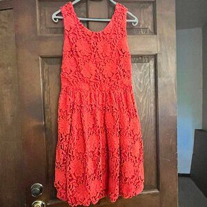 Kate Spade Tiebreaker Red Embroidered Lace Dress Size 8